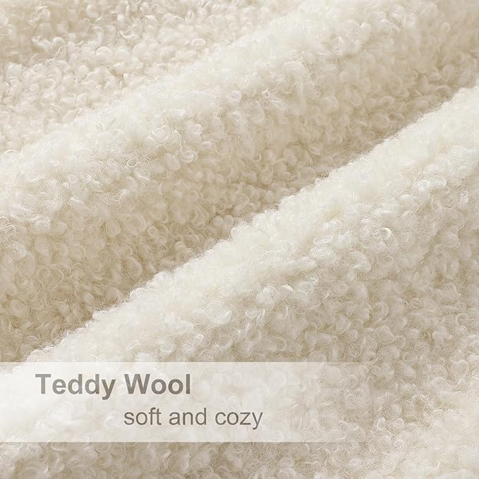 decorUhome Pack of 2 Throw Pillow Covers 18x18 Inch, Faux Fur Decorative Sherpa Pillow Covers Fuzzy Accent Soft Sheepskin Fleece Pillow Cases for Couch Living Room Bed, Neutral Cream
