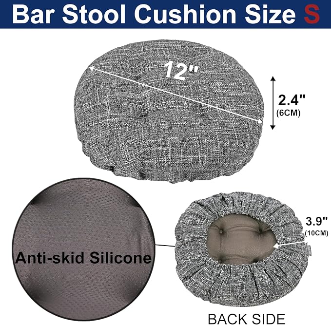 SINOSSO Modern Bar Stool Cushion Dia.12, Fashion Interweaving Design Anti-Skid Silicone Round Stool Seat Cushion Cover Padded (Light Gray, S,1)