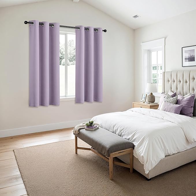 MIULEE Lilac Blackout Curtains for Bedroom Living Room 54 Inches Long 2 Panels, Thermal Insulated Room Darkening Drapes Solid Grommet Noise Reduction Light Blocking Window Treatments 40x54 Inch