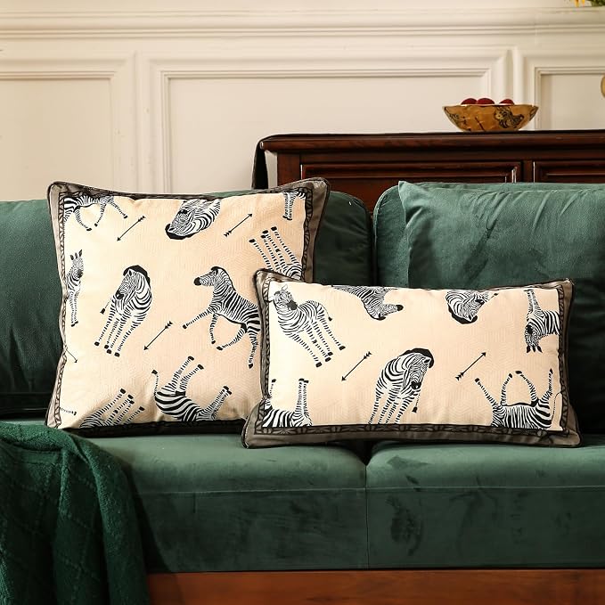 patdrea Designer French Velvet Throw Pillow Cover,Set of 4,-Brigitta | Vintage Pillow Case with Zipper,Green Vintage Floral Design,Decor Cushion Coverfor Couch Living Room Bedroom Sofa