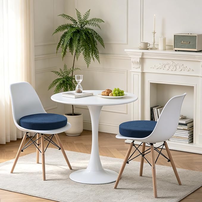 Tromlycs Round Chair Seat Cushion Pad 16 inch for Circle Bistro Chairs Non Slip Foam Cushion Navy Blue