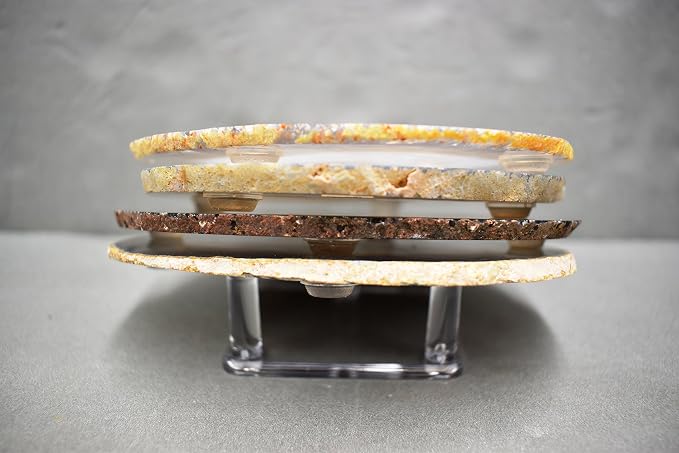 Nature's Decorations Pink Agate Stone Coasters - Set of 4, Polished Geode Drink Mats for Dining & Coffee Table & Kitchen Geode Decor Non-Toxic 4.5-5" Diameter