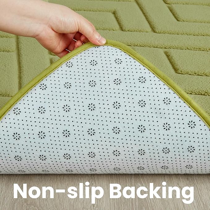 Macgace Ultra Soft Green Area Rug for Bedroom, 4x6 Modern Geometric Shag Rugs with Nonslip Backing for Living Room, Washable Fuzzy Carpet for Cozy Kids Room Nursery
