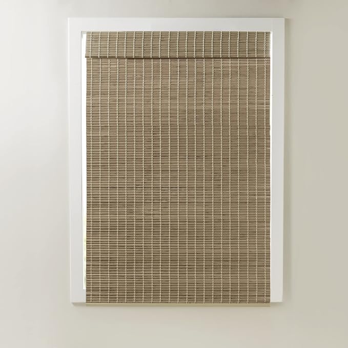 Madison Park Eastfield 100% Bamboo Cordless Roman Shades-Woven Wooden Privacy Panel, Light Filtering Easy Installation Window Blind Treatment, Bedroom, Living Room Decor, 31" W x 64" L, Natural Ash