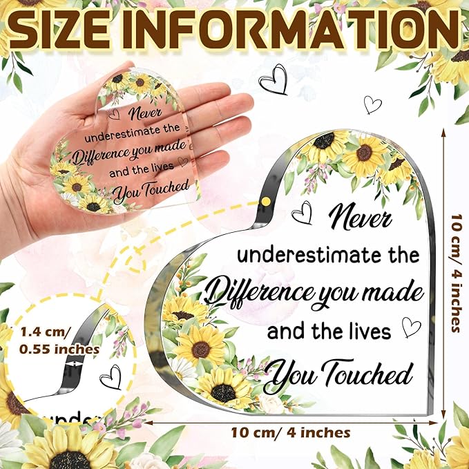 Yinder Thank You Gifts for Women Appreciation Gifts for Coworker Employee Nurse Teacher Leader Boss Inspirational Quotes Acrylic Desk Decor for Home Office Farewell Retirement