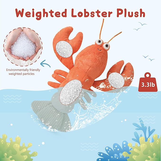 Niuniu Daddy 23" | 3.3 Pound Lobster Weighted Stuffed Animals for Kids Adults, Large Lobster Weighted Plush Toys Animal Calming for Sleeping, Cute Body Pillow for Presents Birthday Christmas Holiday
