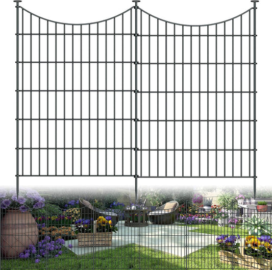 10 Panels Garden Fence Dog Fence Outdoor for Yard, 40in H x 23.6ft L Rustproof Metal Fencing with Ground Stakes | No Dig Animal Proof Containment for Pets/Rabbits | Durable Patio Security Panels
