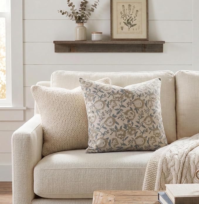 Linen Throw Pillow Covers 20x20 inch sage Green Spring Decorative Pillow Covers for Living Room, Bedroom