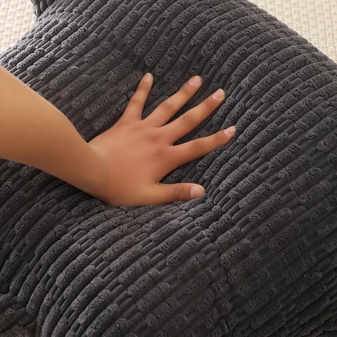 Reading Pillow for Sitting in Bed with Arm,Gray Corduroy,M | Sitting Pillow for Teens Back Support,17" Backrest Pillow Supports Reading,Gaming & Relaxing in Bed,Couch,or Floor