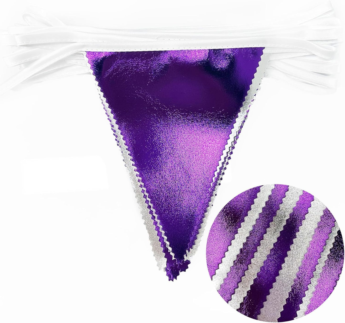 Purple and Silver Party Decorations Triangle Pennant Banner Flag Metallic Fabric Bunting Garland for Birthday Graduation Retirement Bachelorette Wedding Bridal Shower Engagement Disco Party Supplies