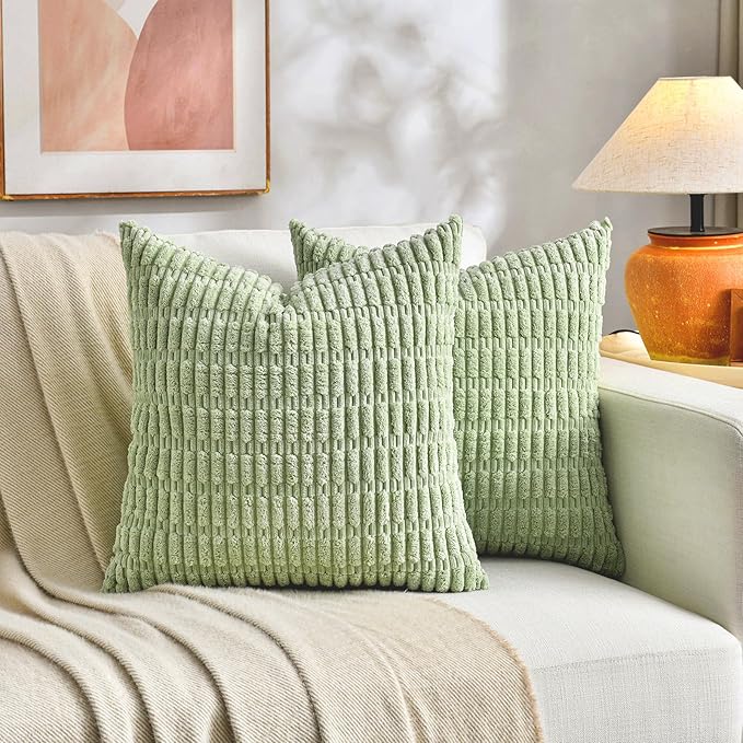 Fancy Homi 4 Packs Decorative Throw Pillow Covers for Living Room Couch Bed, Modern Farmhouse Boho Home Décor Accent Cushion Case, 18" x 18" (Pack of 4), Yellow Green Series