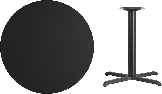 Flash Furniture Stiles 36'' Round Black Laminate Table Top with 30'' x 30'' Table Height Base