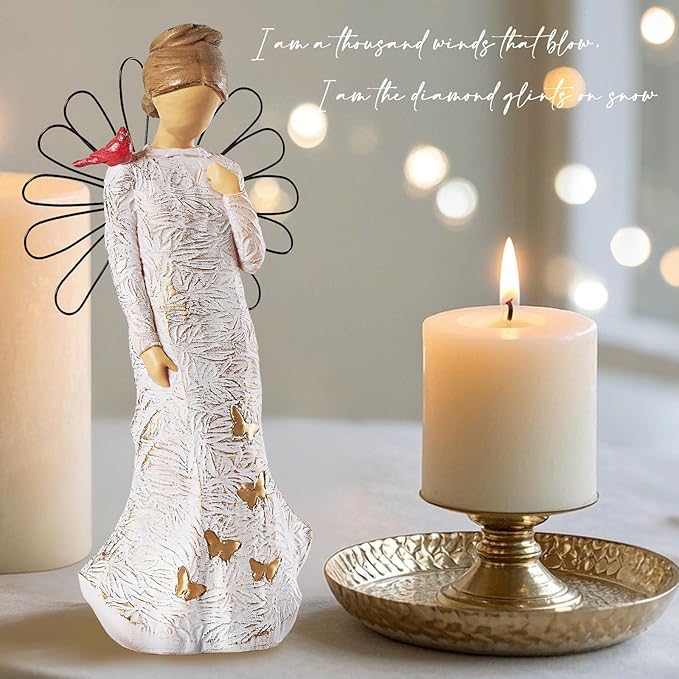 NAN ZAI NAN FANG Sympathy Angel Figurines for Loss of Loved Ones Angel Statues Home Decor Serenity Prayer Gifts for Women Resin Sculpted Hand-Painted Figure Bereavement Gift Praying Hands Statue