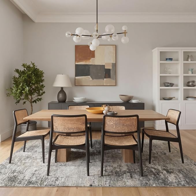 BEIMO Area Rugs 5x7 for Living Room Bedroom, Modern Abstract Machine Washable Rug, Large Soft Low Pile Floor Carpet with Non Slip Backing for Dining Room, Grey