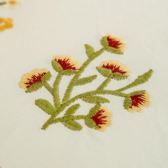 Embroidered Pillow Covers 18x18 inch Pack of 2 Multiflower Decorative Throw Pillow Covers Farmhouse Boho Pillowcases Spring Summer Pillow Cushion Cases Home Decor Square Floral Pillow Case