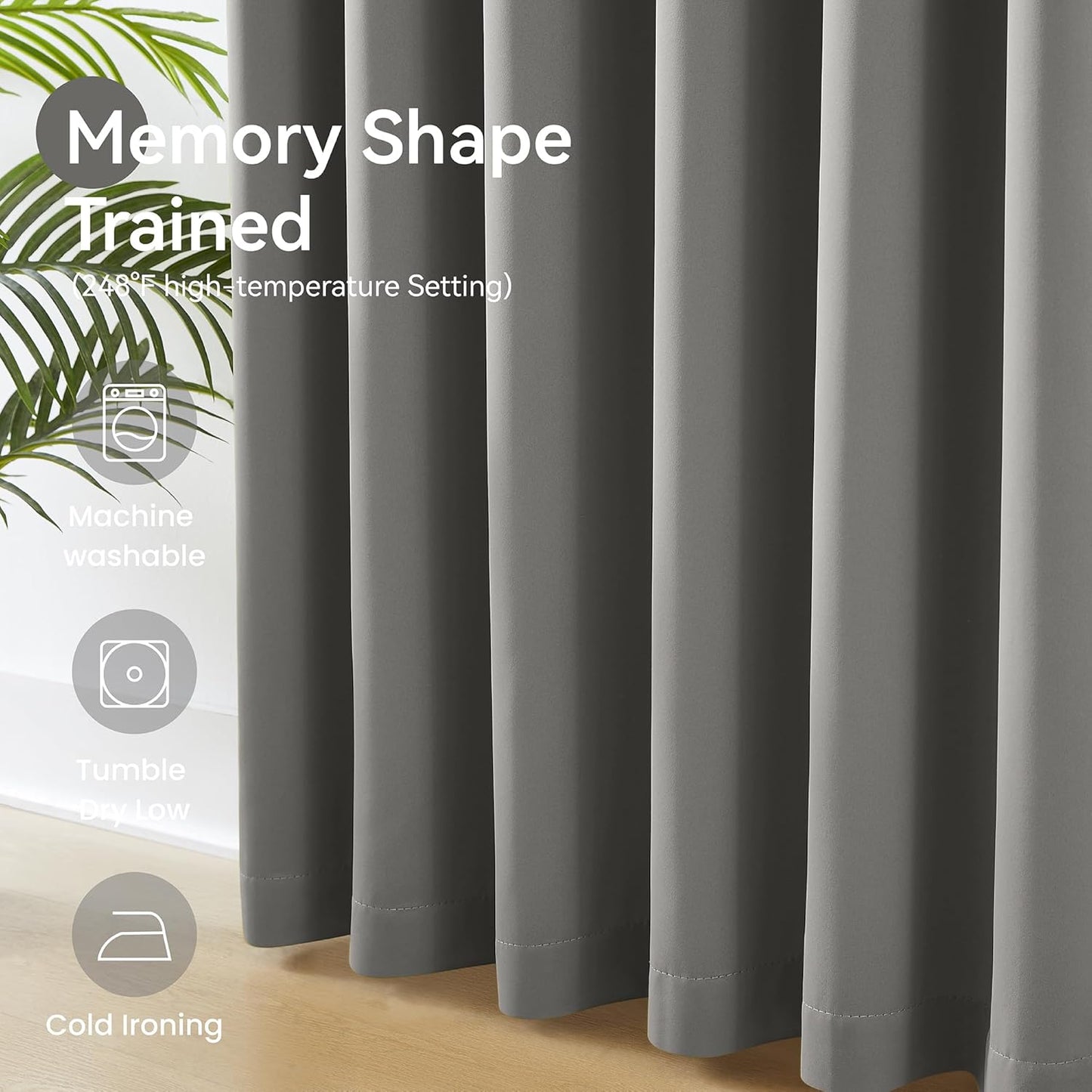 KangBang Frost Grey Pinch Pleated Blackout Curtains 120 Inches Long for Hall Windows, Soundproof Light Blocking Modern Lush Decor Window Panels Ceiling to Floor for Villa 2 Panels, 40Wx120L
