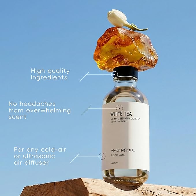 White Tea Aroma Essential Oil Blend Sublime Scent, Hotel Diffuser Oil Inspired by The White Tea Scent - Premium Fragrance Oil No. SA62489172 for Ultrasonic and Waterless Diffusers - 250 mL, 8 fl oz