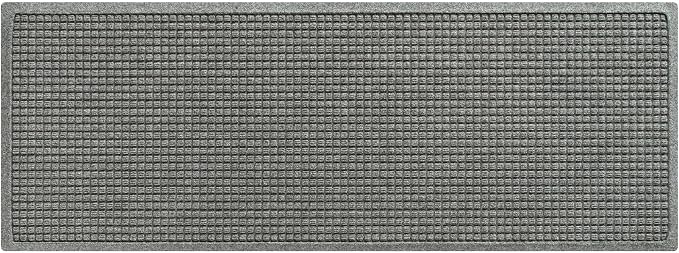 WaterHog Squares Front Door Mat Indoor Outdoor Entrance, Absorbent All-Weather Doormat with Non-Slip Rubber Backing, Dirt & Moisture Trapper, Low Profile, Easy Clean, Made in USA, 22"x60" Medium Grey