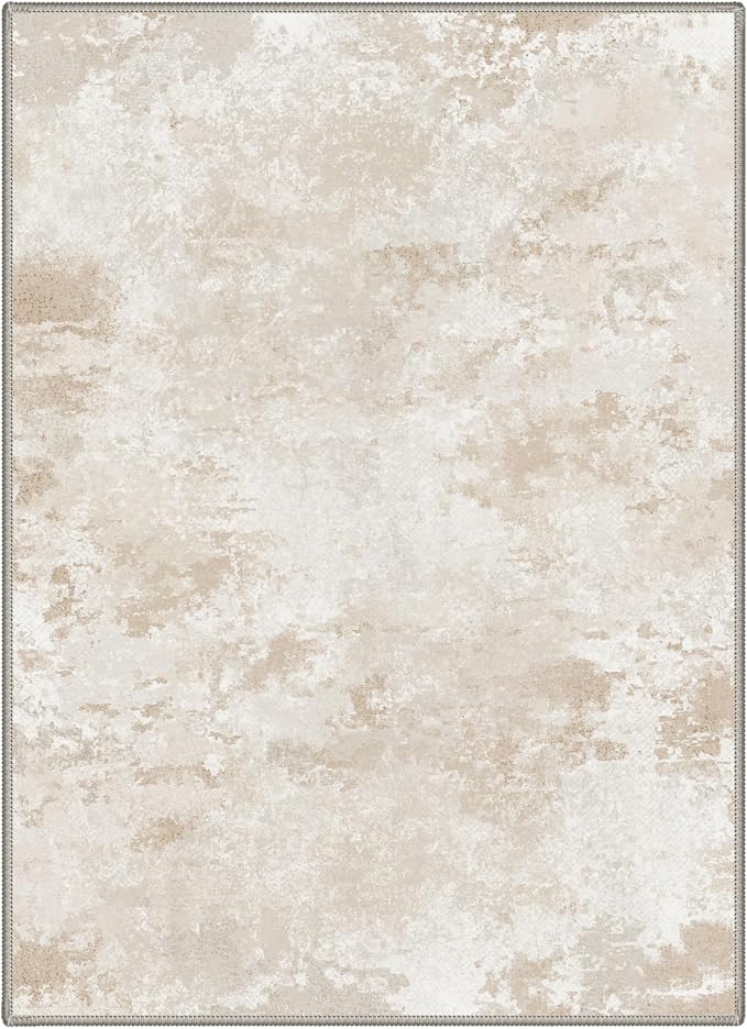 BEIMO Area Rugs 6x9 for Living Room Bedroom, Modern Abstract Machine Washable Rug, Large Soft Low Pile Floor Cover with Non Slip Backing for Dining Room, Beige White
