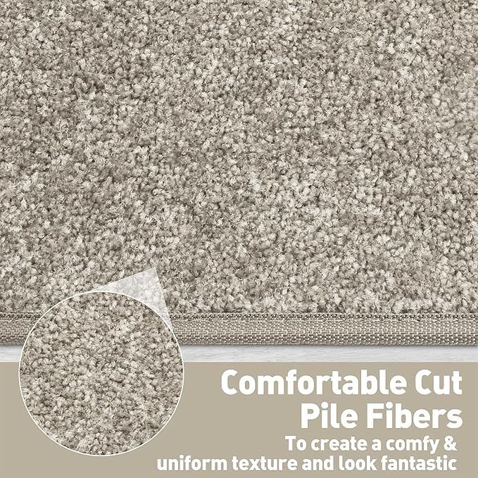 PURE ERA Carpet Stair Treads Tape Free Non Slip Indoor Stair Carpet Stair Protectors Pet-Friendly Non-Slip Skid Resistant Washable Reusable 8" x 30"(2 Pieces,Cream Gray)