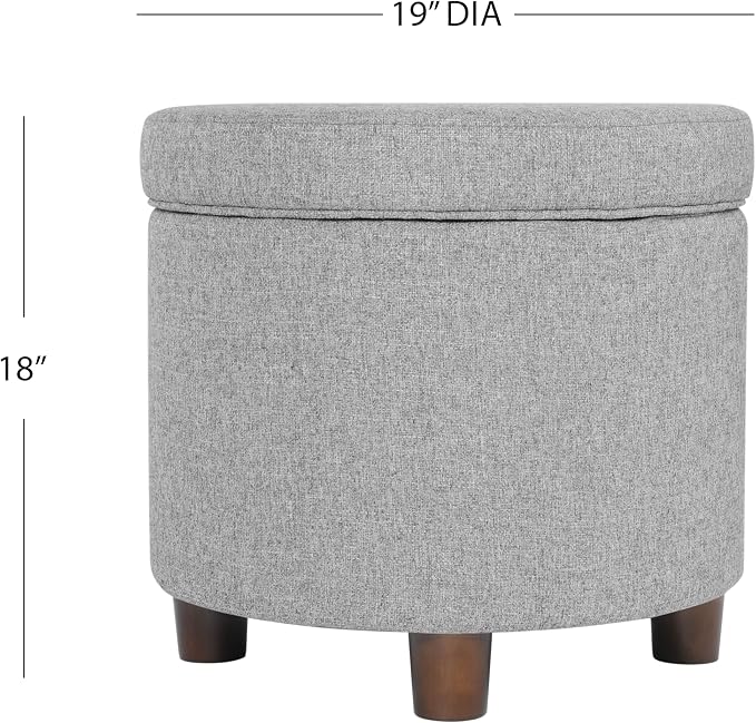 HomePop 19" Round Storage Ottoman - Light Gray Tweed