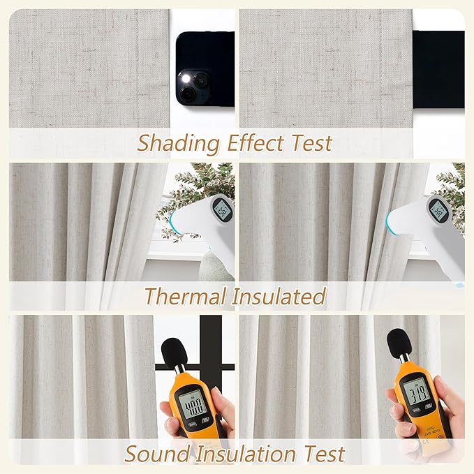 Guken Extra Long Light Beige 100% Blackout Curtains 144 Inch Length 2 Panels Set Back Tab Thermal Insulated Black Out Tall Windows Drapes 12 FT Length for High Ceiling Living Room, 52" W x 144" L