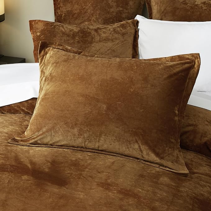Ivellow Crushed Velvet Comforter Set Queen Lightweight Comforter 5pcs Ultra Soft Breathable Bedding Set Luxury Cozy Flannel Comforter Queen Size (1 Comforter,2 Pillow Shams, 2 Euro Shams)
