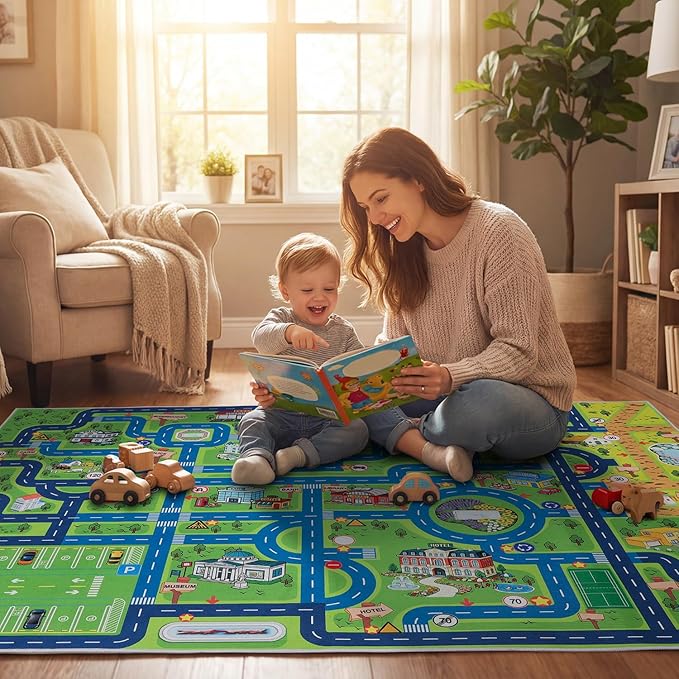 Esup 4'x6' Non-Slip Kids Rugs Perfect for Playrooms, Bedrooms, and Nurseries Educational Playground Mat- Extra Thick Safety Carpet, Indoor Outdoor Use, Easy Clean