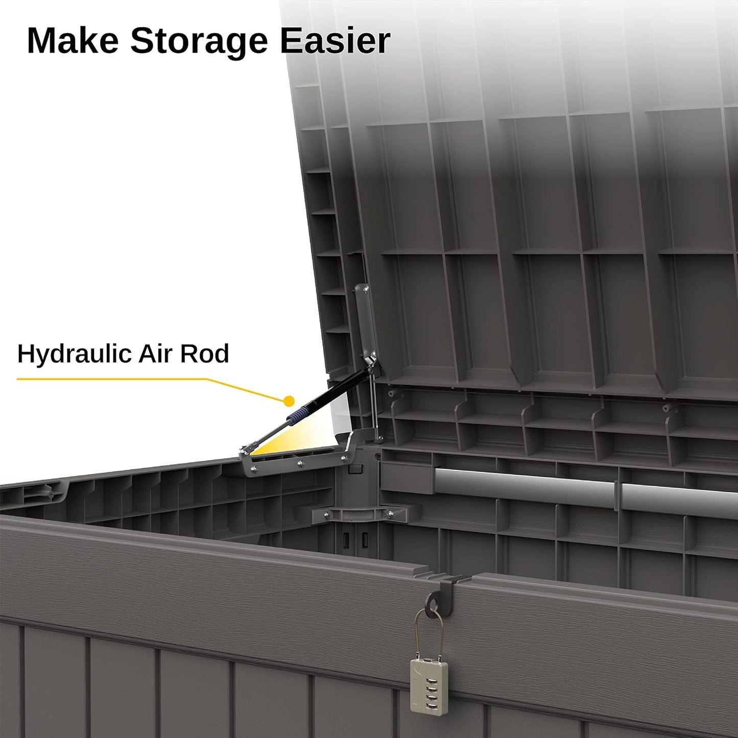 EAST OAK Outdoor Storage Box, 230 Gallon Deck Box,Grey - Lockable, Waterproof, UV-Resistant Large Storage Container for Patio Cushions & Garden Tools.