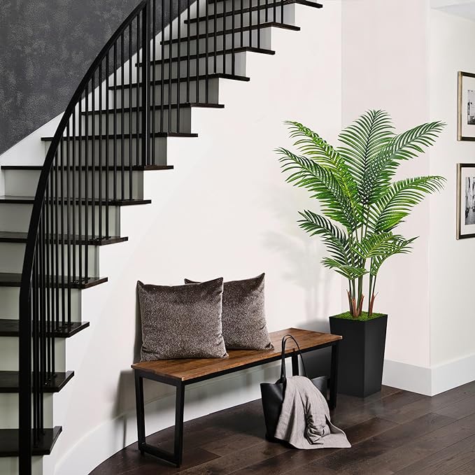 ASTIDY Artificial Palm Tree 5FT - Fake Tree with Black Tall Planter - Faux Tropical Areca Floor Plant in Pot - Artificial Silk Plant for Home Office Living Room Decor Indoor