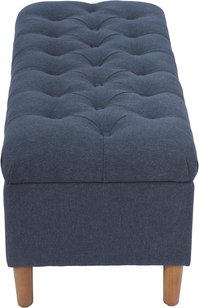 HomePop 40" Ainsley Button Tufted Storage Bench - Blue Woven