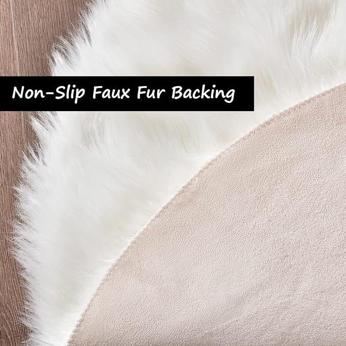 Goolela White Faux Fur Runner Rug 2x6 Faux Sheepskin Rug for Bedroom Fluffy Fuzzy Furry Bedside Rugs Shaggy Plush Washbale Rectangle