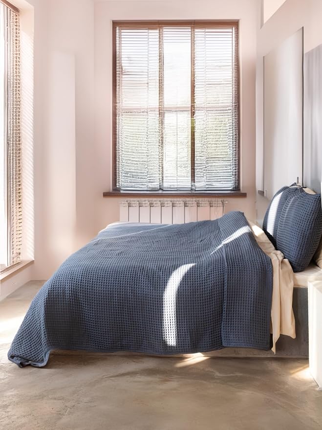 Premium Waffle Throw Blanket Queen XL Size Anthracite - Luxury, Pure 100% Turkish Cotton, Light & Airy Waffle All-Season Quilt - Decorative Bedspread (Anthracite, Queen XL 95" x 102" Inch)
