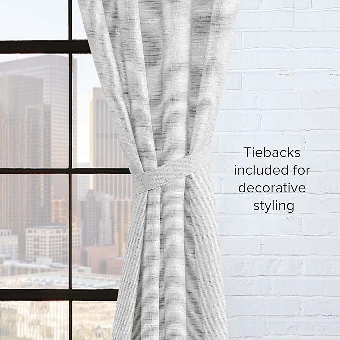 Lucky Brand – Sierra Textured Light Filtering Curtains |Window Panel Curtains | Faux Linen Drapes | Set of 2 Panels | Semi Sheer | Machine Washable | Measures 52" x 96" | Grey