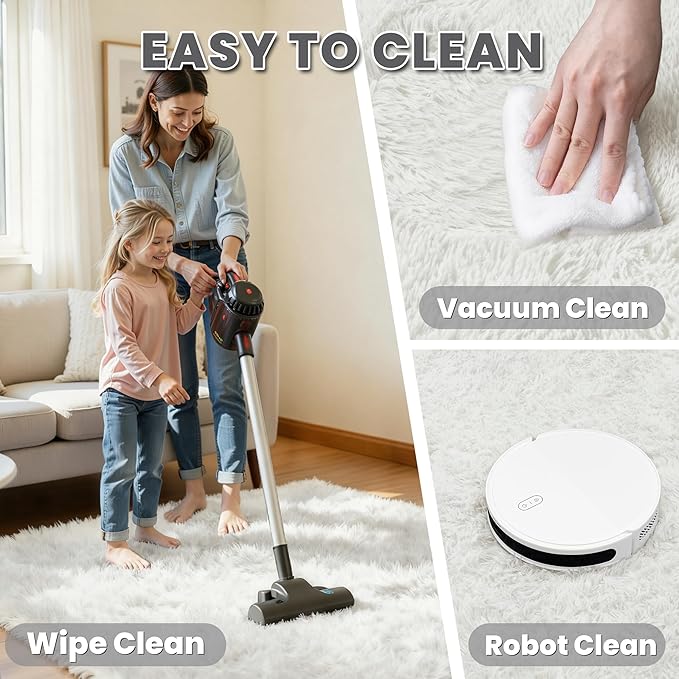 6x9 Area Rug for Living Room, Ultra Soft Fluffy Shag Rugs for Bedroom, Non-Slip Large Fuzzy Plush Rug Indoor Floor Carpet for Nursery Kids Office Dorm Modern Decor, White