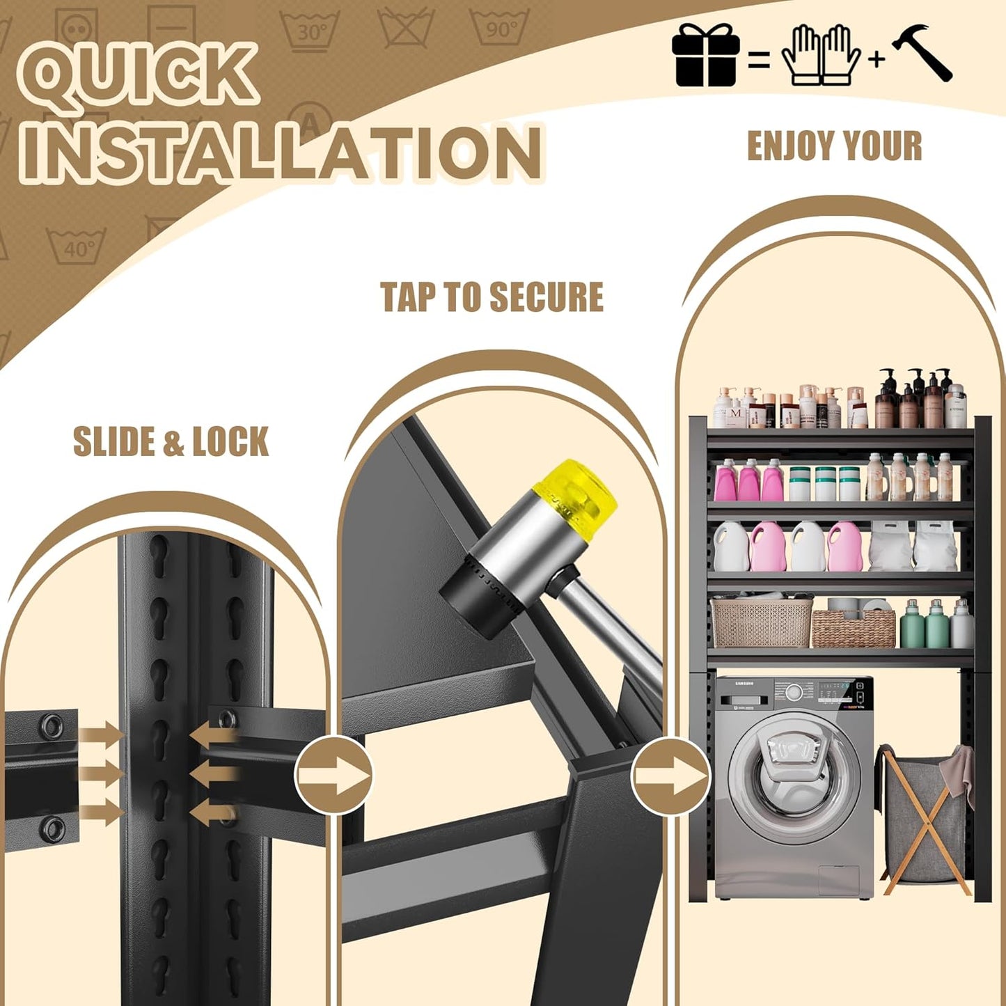 Over Washer Storage,5Tier Expandable Washer and Dryer Rack, Laundry Room Storage Over Toilet Washing Machine and Dryer Storage Rack Bathroom Organization, Hold 500 lb, Black