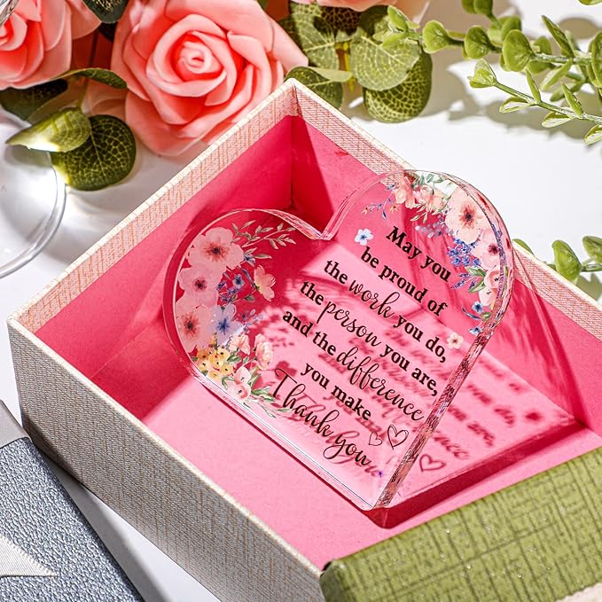 Yinder Thank You Gifts for Women Appreciation Gifts for Coworker Employee Nurse Teacher Leader Boss Inspirational Quotes Acrylic Desk Decor for Home Office Farewell Retirement