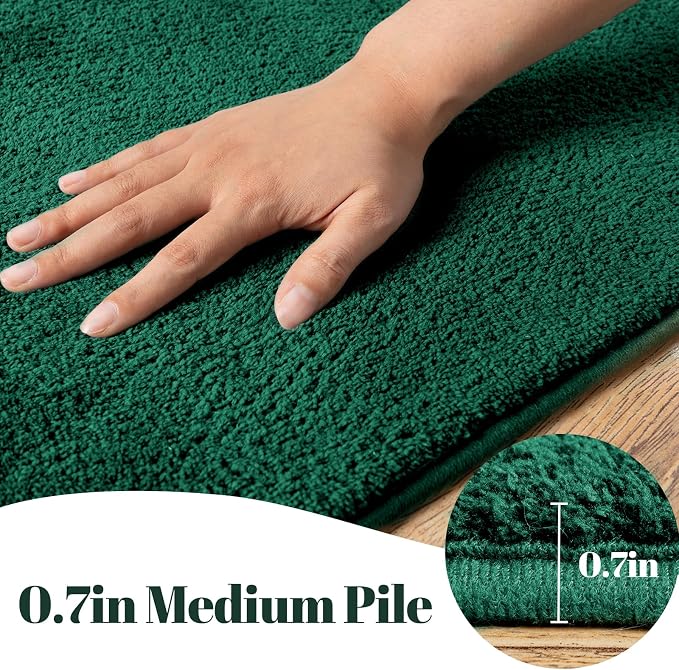 qulint 6x9 Rug for Living Room, Dark Green Thickened Memory-Foam Indoor Washable Rug for Bedroom, Minimalist Modern Carpet Non Slip Comfy Alfombras for Boys Kid Room Classroom Office Home Decor