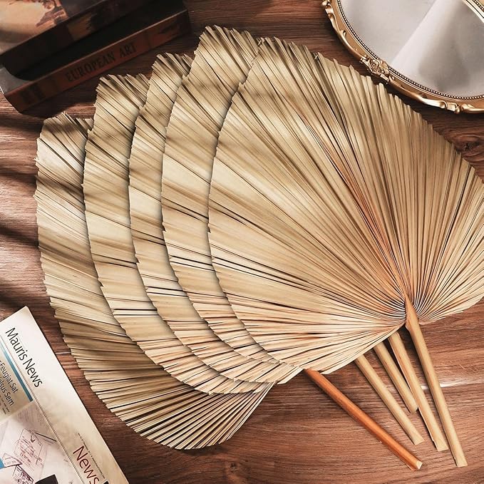 Natural Dried Palm Leaves, 17.3 Inch, 10 Pieces, Beige and Brown, for Wedding Decor and Centerpieces (Brown)