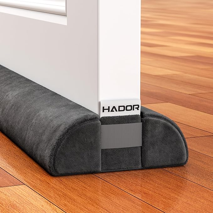 HADOR Door Draft Stopper for Bottom of Door, 32 Inch Under Draft Air Noise Light Blocker 26"- 32" Double Side Triangle Soundproof Sweep Filler Seal Gap up to 1.7" for Patio Sliding Door Guard, Black