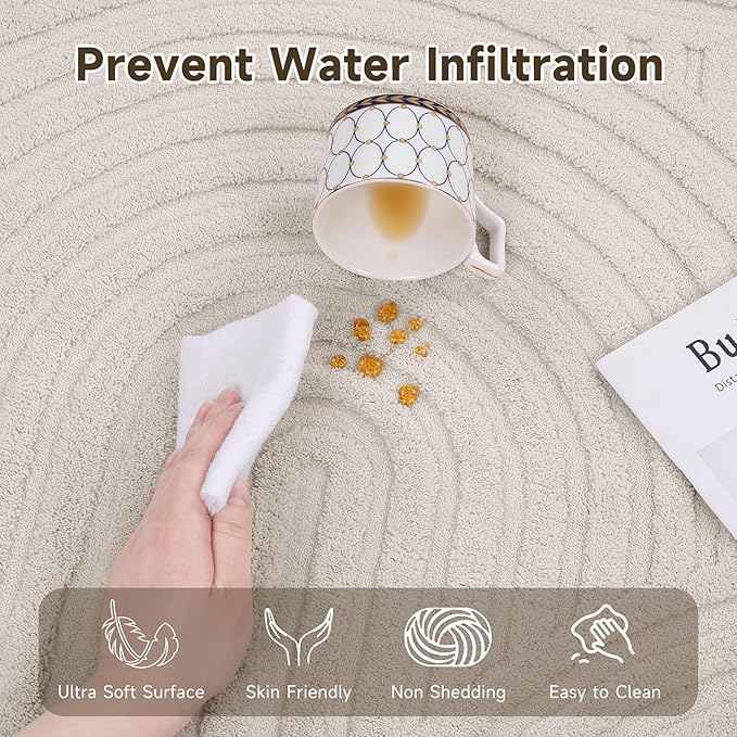 Pauwer 3x12 Washable Area Rugs for Living Room Modern Beige Solid Color Soft Fluffy Rugs for Bedroom Non Slip Boho Accent Indoor Mat Floor Carpet Cover for Kids Dining Room Kitchen Office