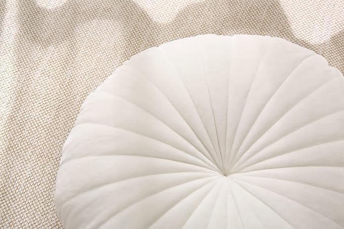 Floor Pillow Meditation Cushion Round Large Floor Pillows Seating for Adults, Velvet Thick Floor Cushions for Yoga Living Room Balcony Outdoor Tatami 18inch（Beige）