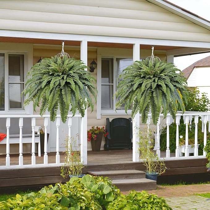 50" Fake Ferns Artificial Plants Large, 98 Fronds Artificial Ferns for Outdoors and Indoors, Suitable for Planter Garden Porch Office Decor
