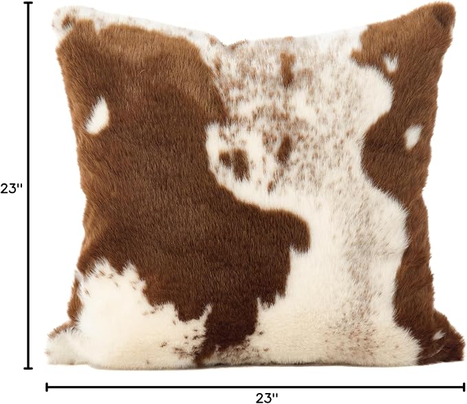 SARO LIFESTYLE Cowhide Design Faux Fur Pillow - Down Filled