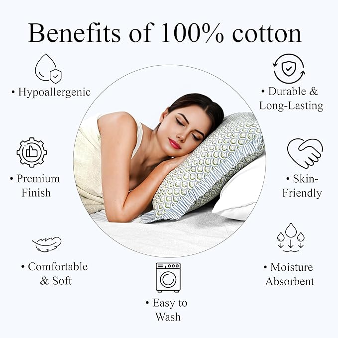 Ridhi Block Print Hand Fan Harmony Throw Pillow Cover 24" x 24" (Pack of 2) Decorative Cushion Covers with Ruffle for Couch, Sofa, Bed, Living Room, Home Decor Gift for Spring, Easter, Valentine