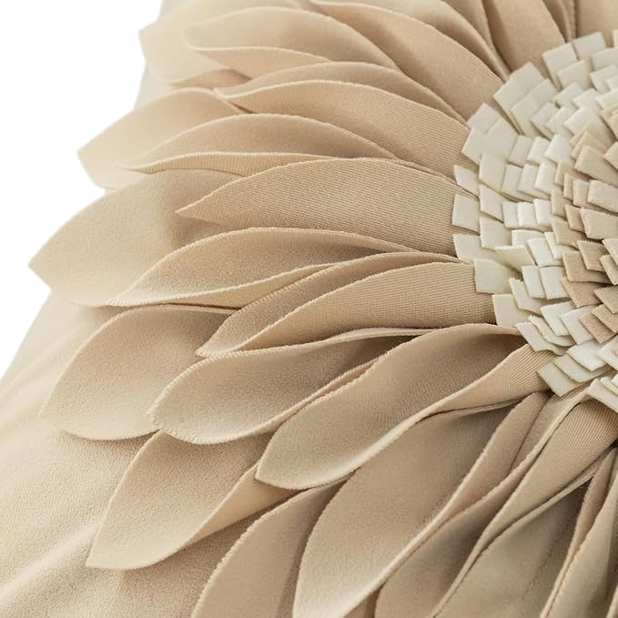 OiseauVoler 3D Sunflower Throw Pillow Cover Decorative Handmade Pillowcase Cushion Cover Case for Home Sofa Bed Living Room Decor 18x18 Inch Tan