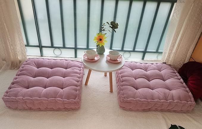 Verpert Floor Pillow 25x25 Inch Square Meditation Cushion Floor Seating for Adults Oversized Tufted seat Cushion Reading Nook for Kids, Yoga Meditation Pillow for Sitting on Floor (Purple)