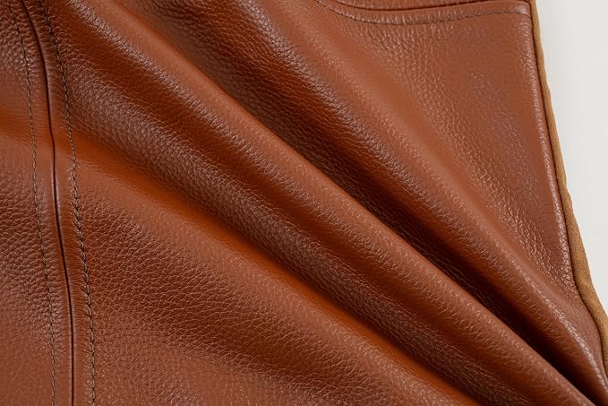 Full Grain Leather Lumbar Pillow Cover (14" x 22") (Brownish Orange) | Cowhide Sofa Cushion Case Thick Genuine Leather Throw Pillow for Living Room Bedroom and Home Office, Pack of 1, Cover Only