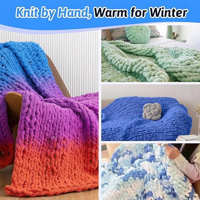 parknshop Upgraded Chunky Knit Loom - Premium Beech Wood Large Blanket Knitting Loom with Screw Fastening, No-Needle DIY Weaving Board for Beginners, Scarves & Handmade Blankets (64")