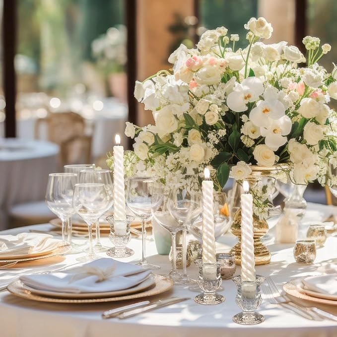 84 Pcs Clear Glass Candlestick Holders Taper Candle Holder Bulk 2.5 Inch Candle Stick Holder for Table Centerpiece Mantel Wedding Housewarming Gift Rustic Vintage Valentines Dinning Decoration (Clear)